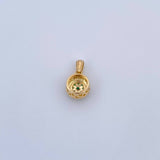 Dije Circulo Puntos 1.75gr / 1.5cm / Esmeralda 14 Pts Diamante 14 Pts Oro Amarillo 18K (Joya) &