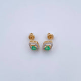 Topos Rombo 3.05gr / Esmeralda 51 Pts Diamante 16 Pts Dos Oros Amarillo Blanco 18K (Joya) &