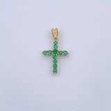 Dije Cruz 1.5gr / 2.8cm / Esmeralda 66 Pts Oro Amarillo 18K (Joya) &