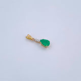 Dije Gota 0.85gr / 1.7cm / Esmeralda 70 Pts Diamante 9 Pts Oro Amarillo 18K (Joya) &