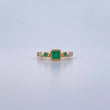 Churumbela Ring Rectangular Rhombuses 2.6gr / T6 / Emerald 75 Pts Diamond 11 Pts 18K Yellow Gold (Jewel) &