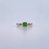 Churumbela Ring Rectangular Rhombuses 2.6gr / T6 / Emerald 75 Pts Diamond 11 Pts 18K Yellow Gold (Jewel) &