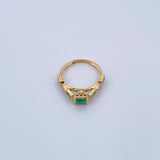 Churumbela Ring Rectangular Rhombuses 2.6gr / T6 / Emerald 75 Pts Diamond 11 Pts 18K Yellow Gold (Jewel) &