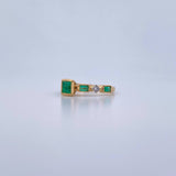 Churumbela Ring Rectangular Rhombuses 2.6gr / T6 / Emerald 75 Pts Diamond 11 Pts 18K Yellow Gold (Jewel) &