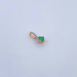 Dije Rombo Lazo Cruzado 0.55gr / 1.1cm / Esmeralda 14 Pts Diamante 4 Pts Dos Oros Amarillo Blanco 18K (Joya) &