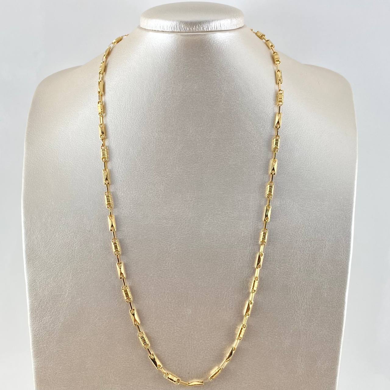Rustic Rectangle Chain 9.5gr / 60cm / 3.7mm Grooved 18K Yellow Gold