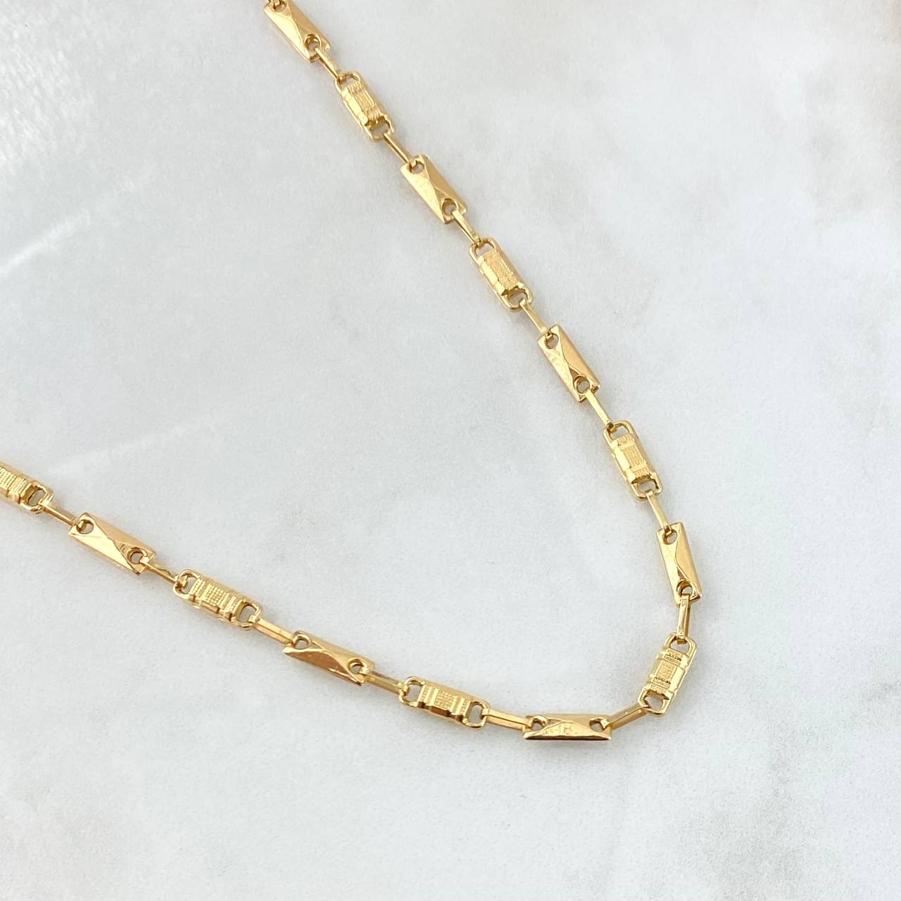 Rustic Rectangle Chain 9.5gr / 60cm / 3.7mm Grooved 18K Yellow Gold