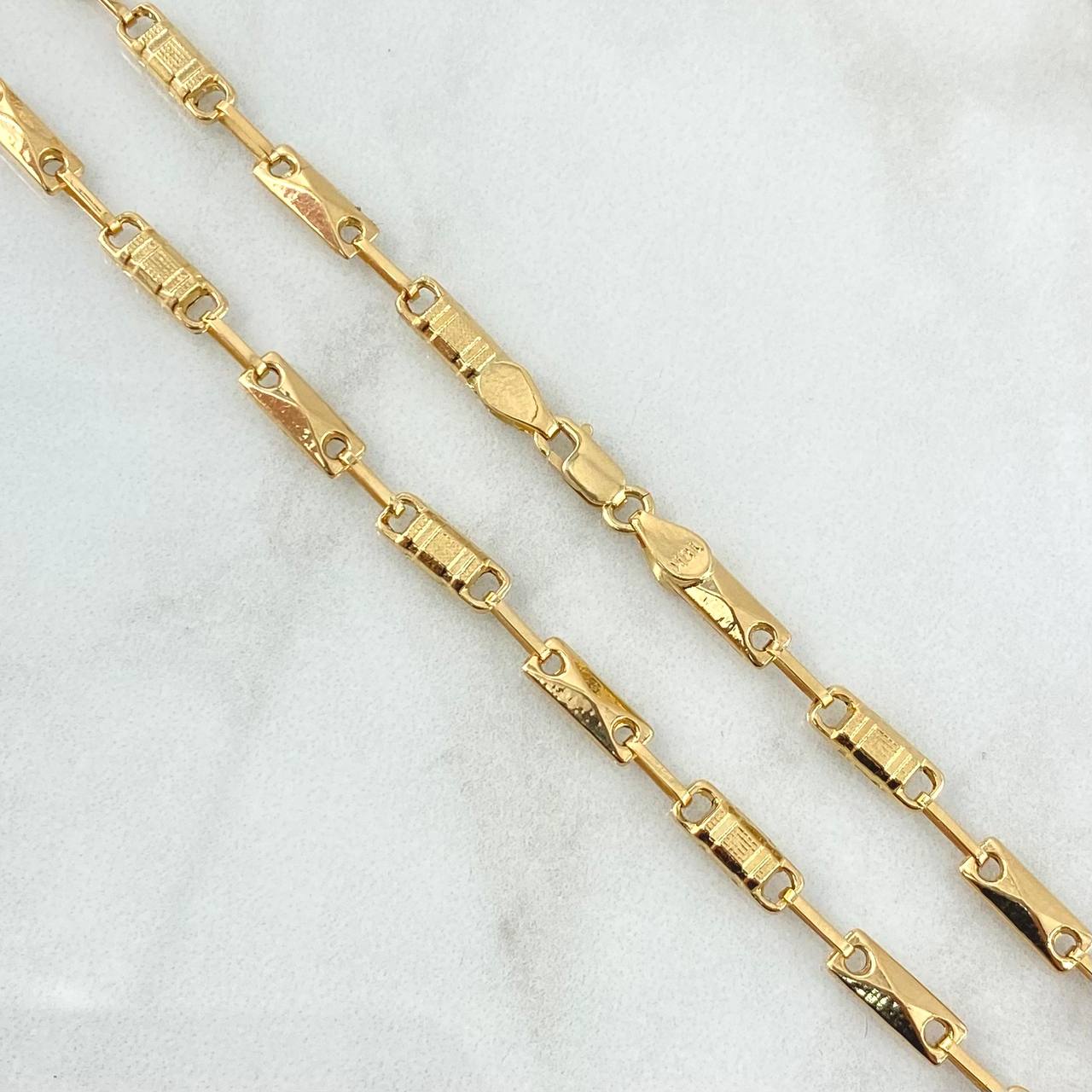 Rustic Rectangle Chain 9.5gr / 60cm / 3.7mm Grooved 18K Yellow Gold