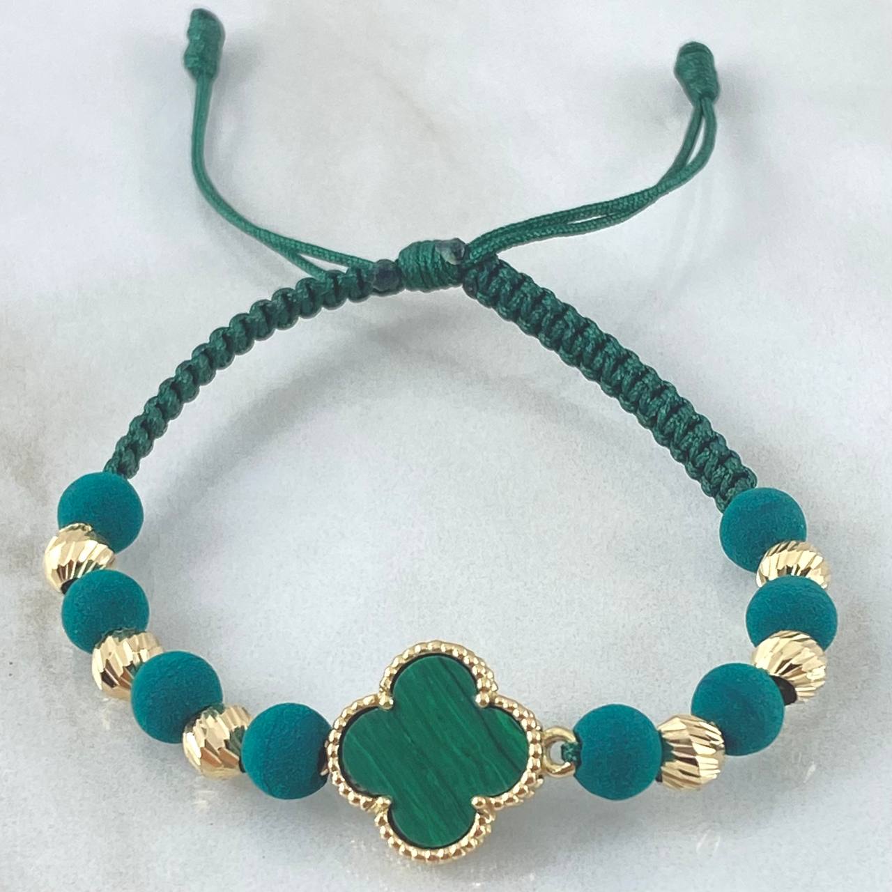 Green Bracelet Charm Clover 2.85gr / Special Pearl 18K Gold ©