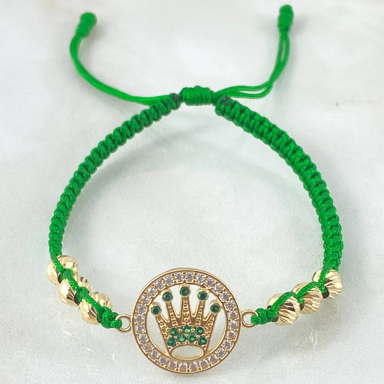 Pulsera Verde Herraje Corona 4.15gr / Oro 18K ©