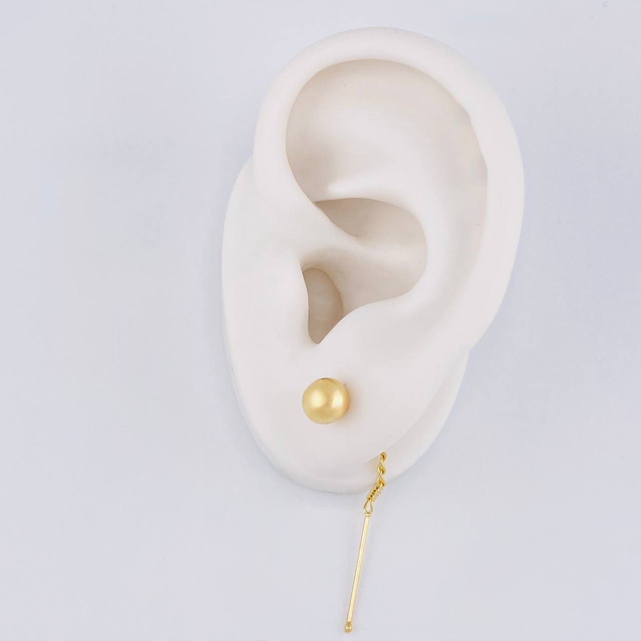 Stud Earrings Long Chain Bead 1.05 g / in / 6 mm Yellow Gold 18K