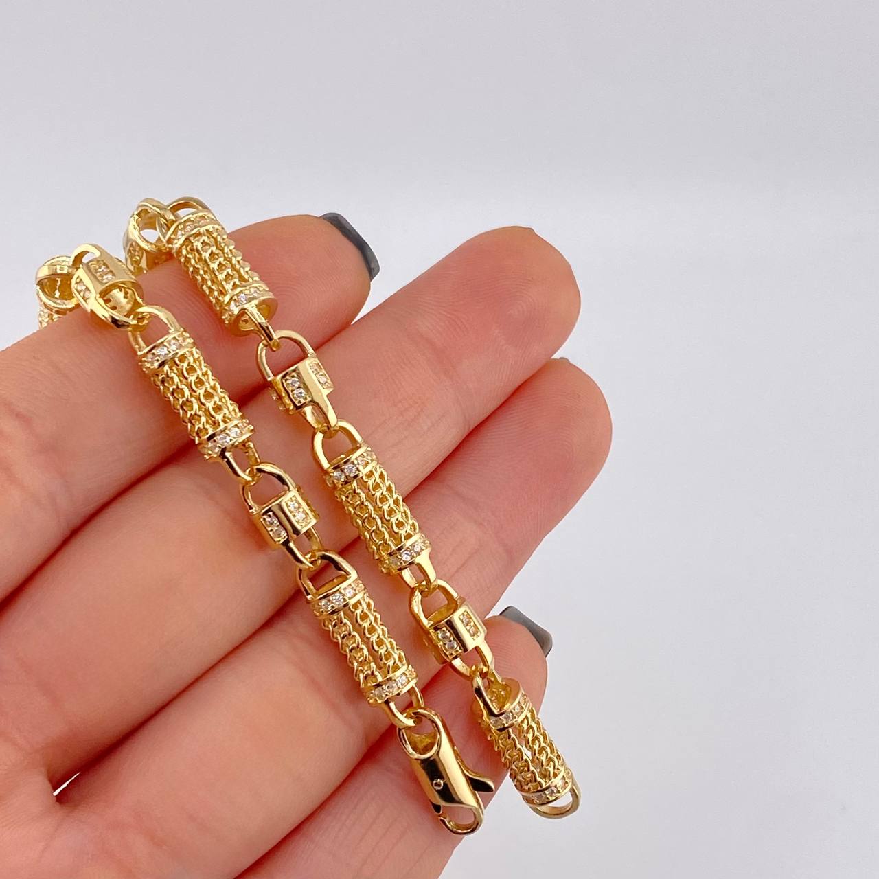 Pulso Rustico Malla Cilindrica 19.7 g / 6 3/4 in / 5.2 mm Oro Amarillo 18K