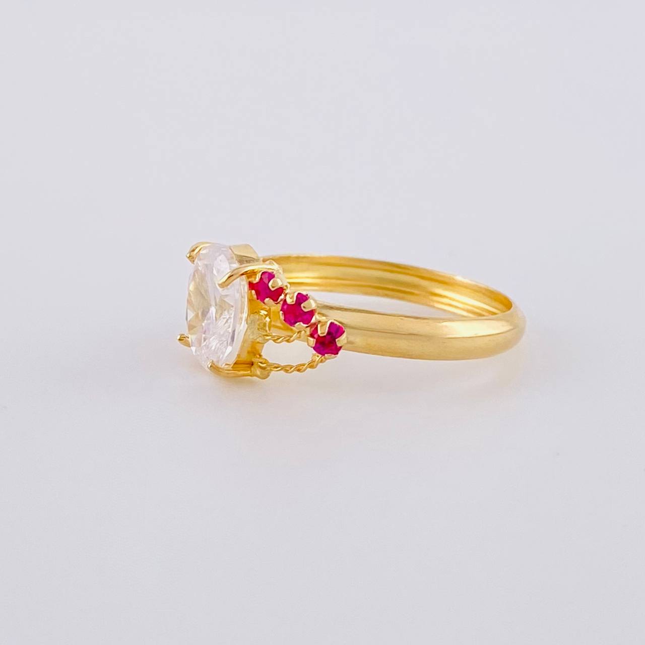 Solitaire Ring Real Crystal 1.7 g / T6 1/2 18K Yellow Gold