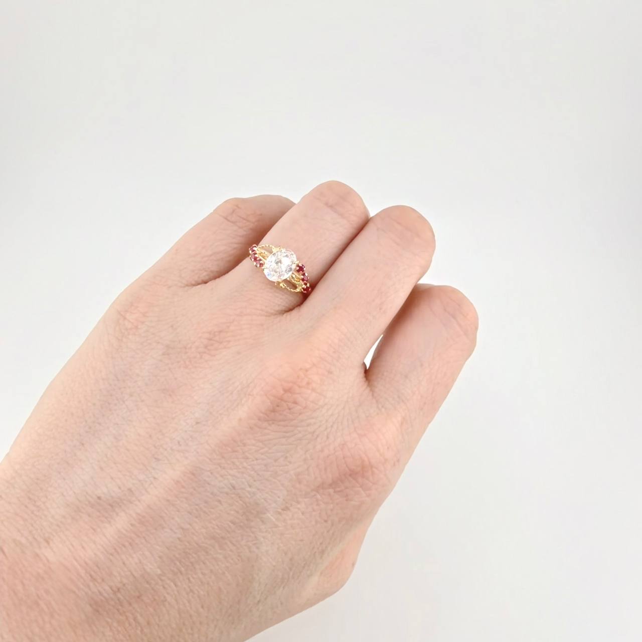 Solitaire Ring Real Crystal 1.7 g / T6 1/2 18K Yellow Gold