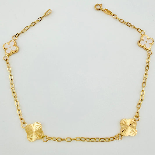 Pulso Cajón Trebol Doble Faz 2.3gr / 7 1/2 in / 8mm Oro Amarillo 18K