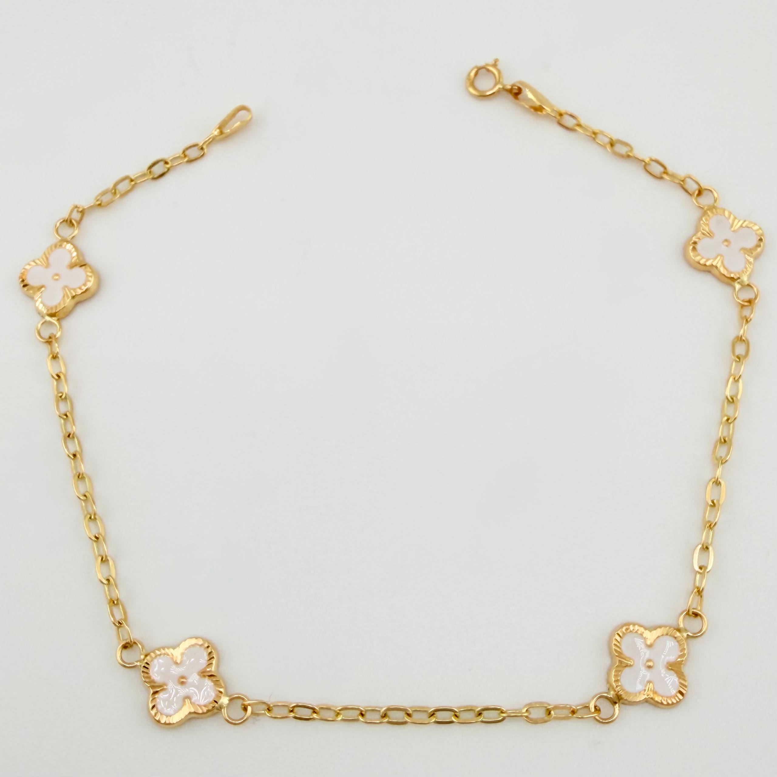 Pulso Cajón Trebol Doble Faz 2.55gr / 7 1/2 in / 8mm Oro Amarillo 18K