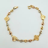 Pulso GC Trebol Intercalado Doble Faz 5.85gr / 7 3/4 in / 10.3mm Tres Oros 18K