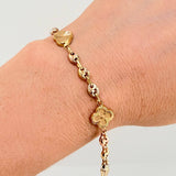 Pulso GC Trebol Intercalado Doble Faz 5.85gr / 7 3/4 in / 10.3mm Tres Oros 18K