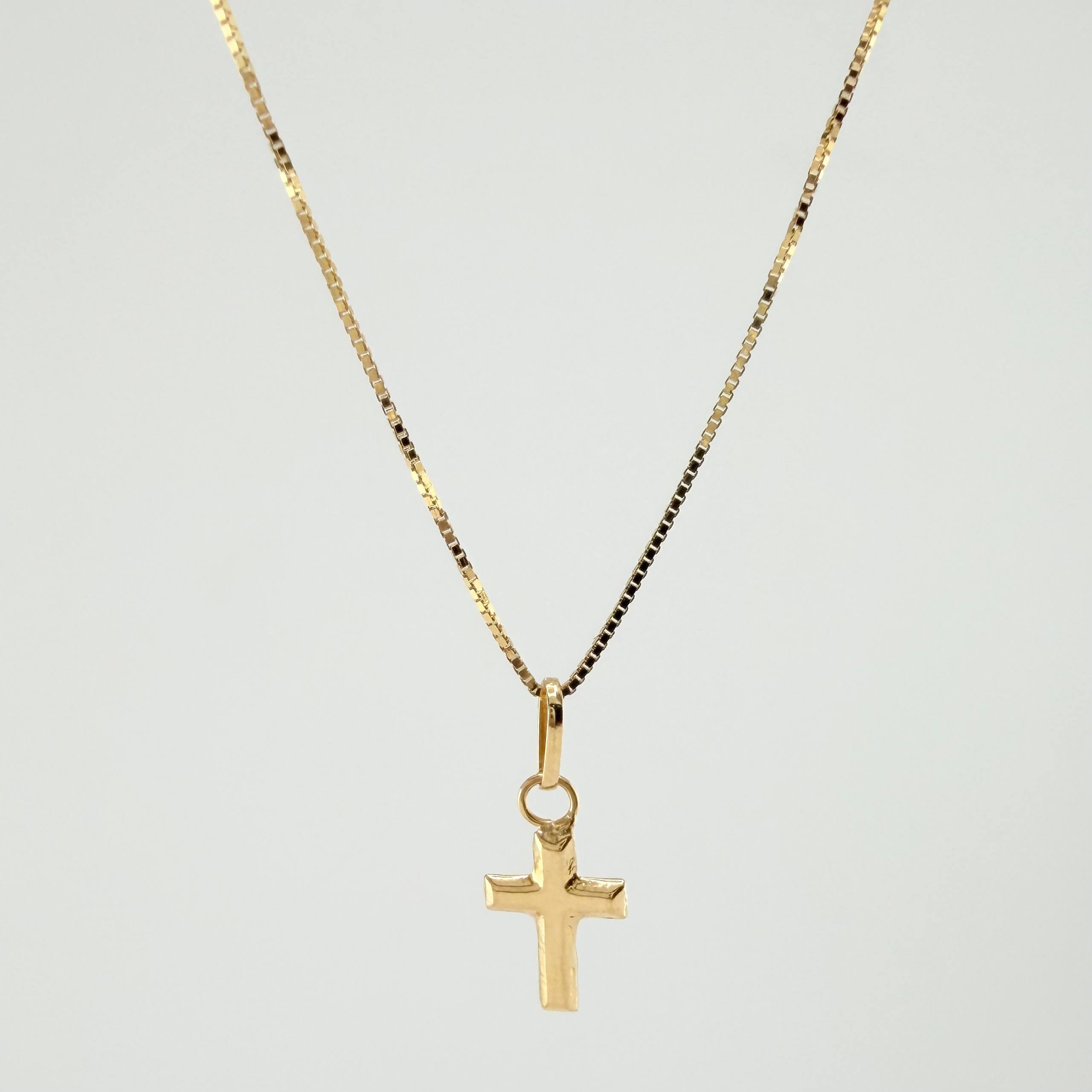 Set Cadena y Dije Veneciana + Cruz 1.3gr / 19 3/4 in / 0.6mm Oro Amarillo 18K (Oferta) *