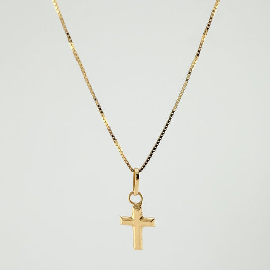 Set Cadena y Dije Veneciana + Cruz 1.3gr / 19 3/4 in / 0.6mm Oro Amarillo 18K (Oferta) *