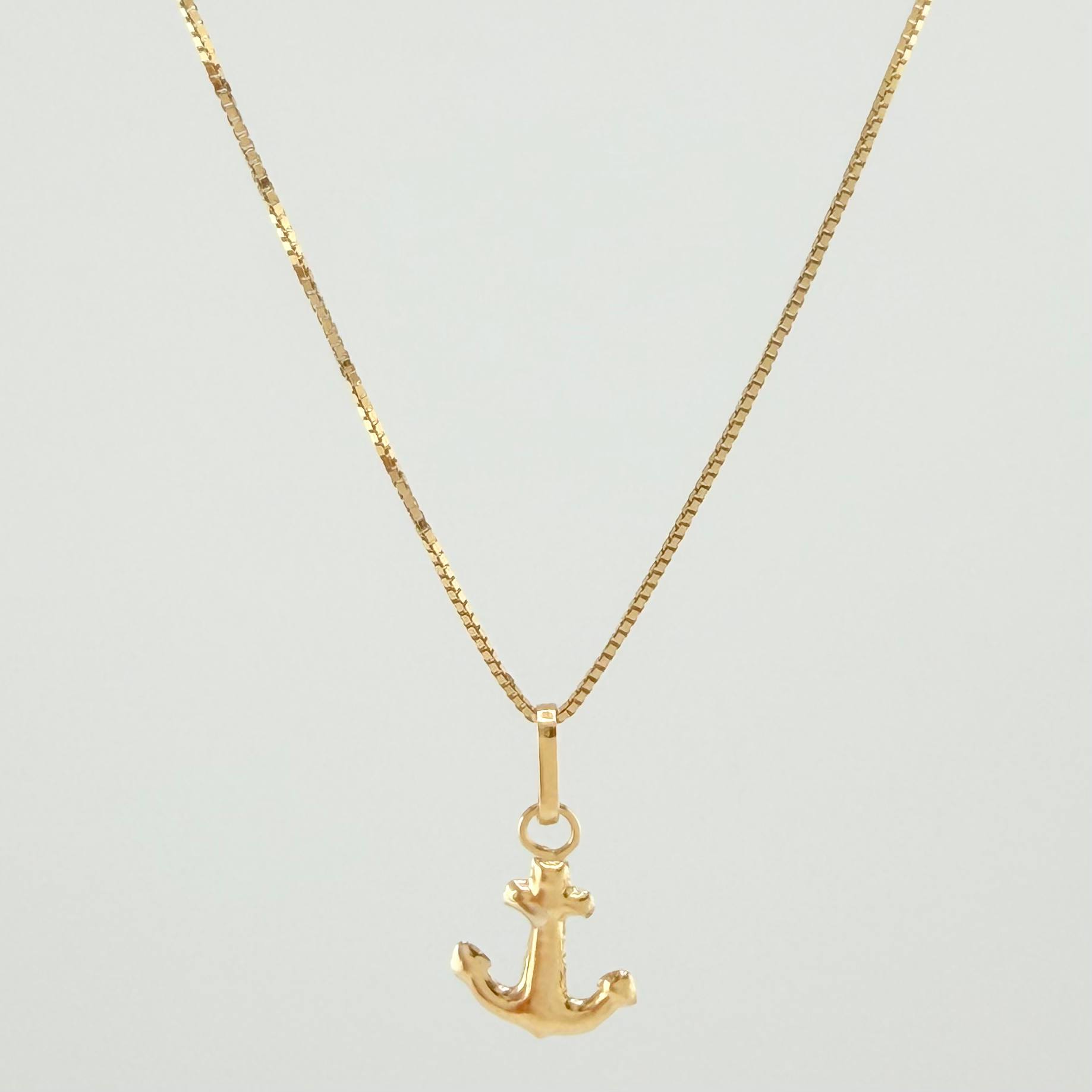 Set Cadena y Dije Veneciana + Ancla 1.3gr / 19 3/4 in / 0.6mm Oro Amarillo 18K ©