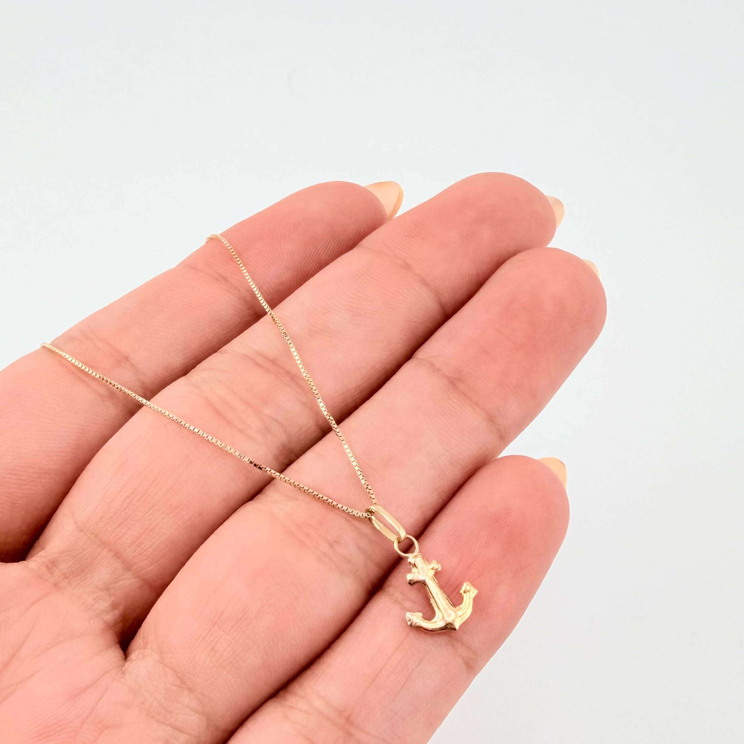 Set Cadena y Dije Veneciana + Ancla 1.25gr / 19 3/4 in / 0.6mm Oro Amarillo 18K ©