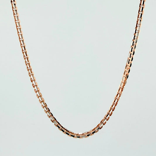 Cadena Veneciana Redonda 33.2gr / 27 1/2 in / 3mm Dos Oros Blanco Rosa +3 18K