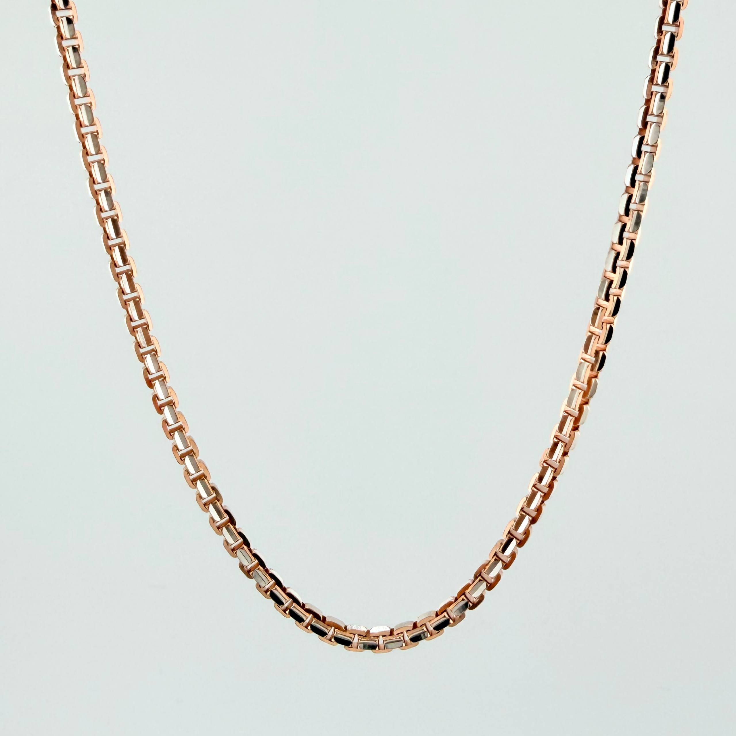 Cadena Veneciana Redonda 20.45gr / 27 1/2 in / 2.2mm Dos Oros Blanco Rosa +3 18K