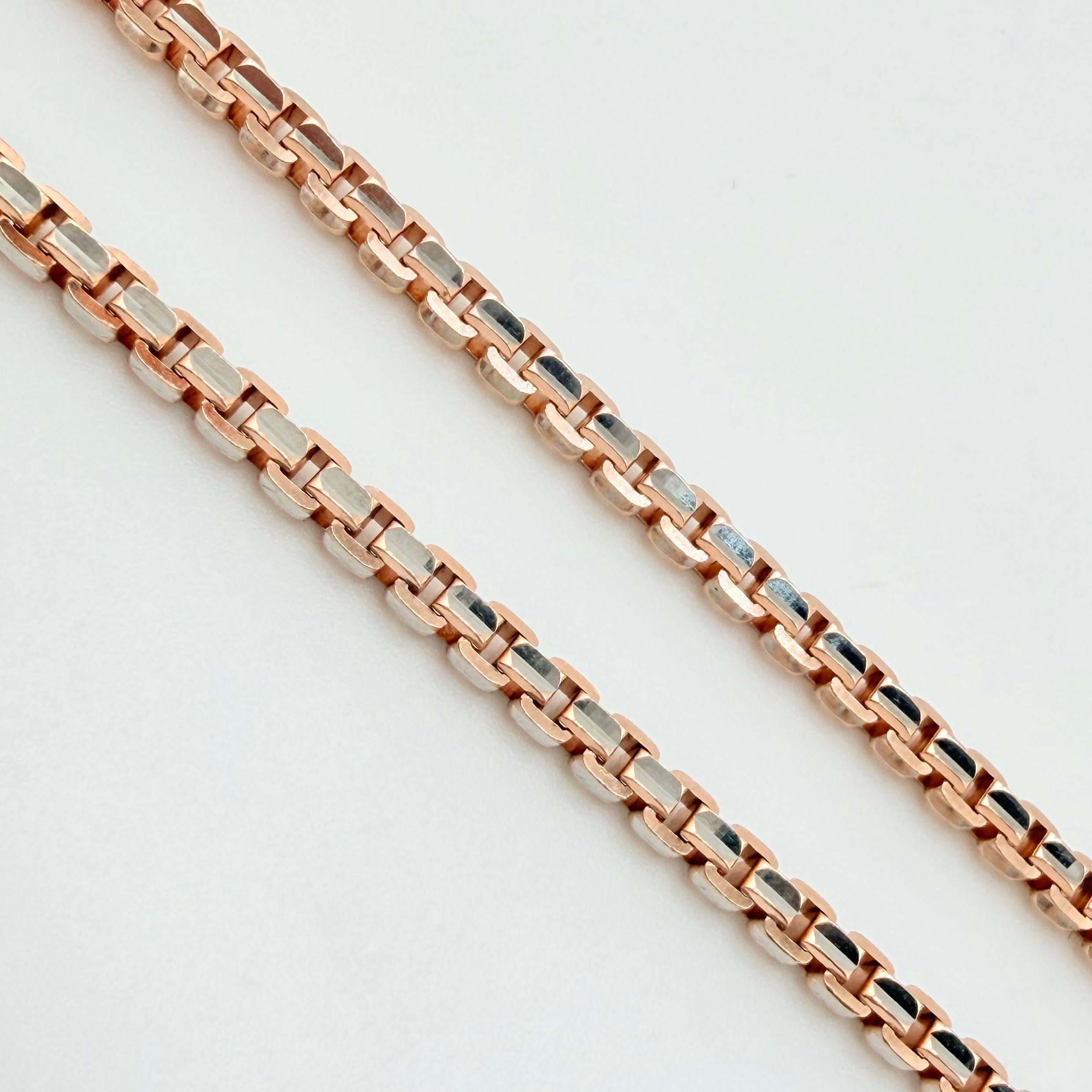 Cadena Veneciana Redonda 20.45gr / 27 1/2 in / 2.2mm Dos Oros Blanco Rosa +3 18K