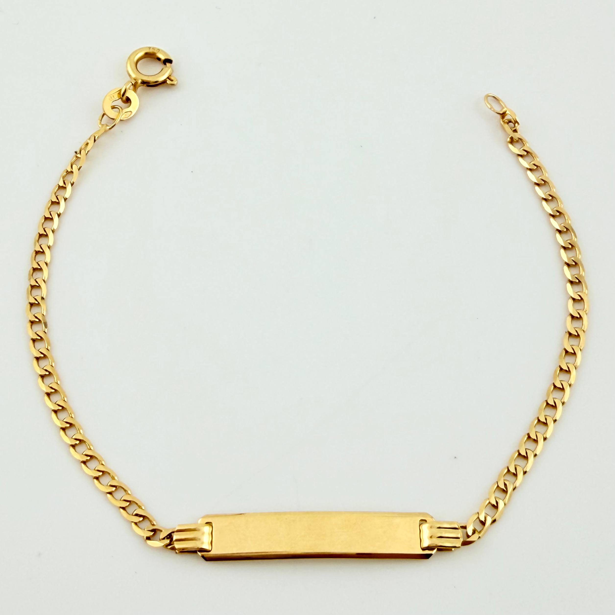 Pulso Bebé Cubano Placa Rectangular 2.65gr / 6 1/4 in / 2.3mm Oro Amarillo +1 18K