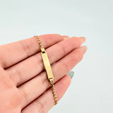 Pulso Bebé Cubano Placa Rectangular 2.65gr / 6 1/4 in / 2.3mm Oro Amarillo +1 18K