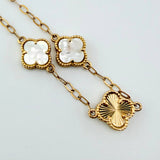 Pulso Trebol Nacar Blanco Diamantado 4.15gr / 7 3/4 in / 10mm Oro Amarillo Nac.Esp. 18K