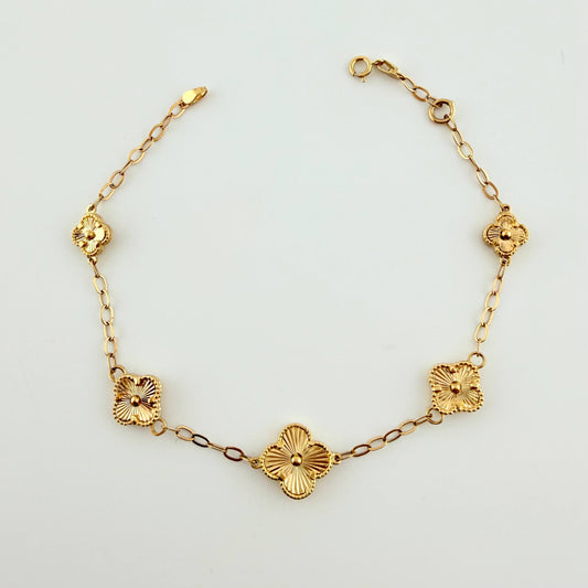 Pulso Trebol Diamantado 5.1gr / 7 3/4 in / 11.3mm Oro Amarillo Nac.Esp. 18K