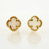 Clover Stud Earrings White 1.95gr / 7mm Yellow Gold Nac.Esp. 18K