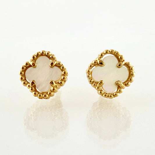 Topos Trebol Nacar Blanco 1.85gr / 7mm Oro Amarillo Nac.Esp. 18K