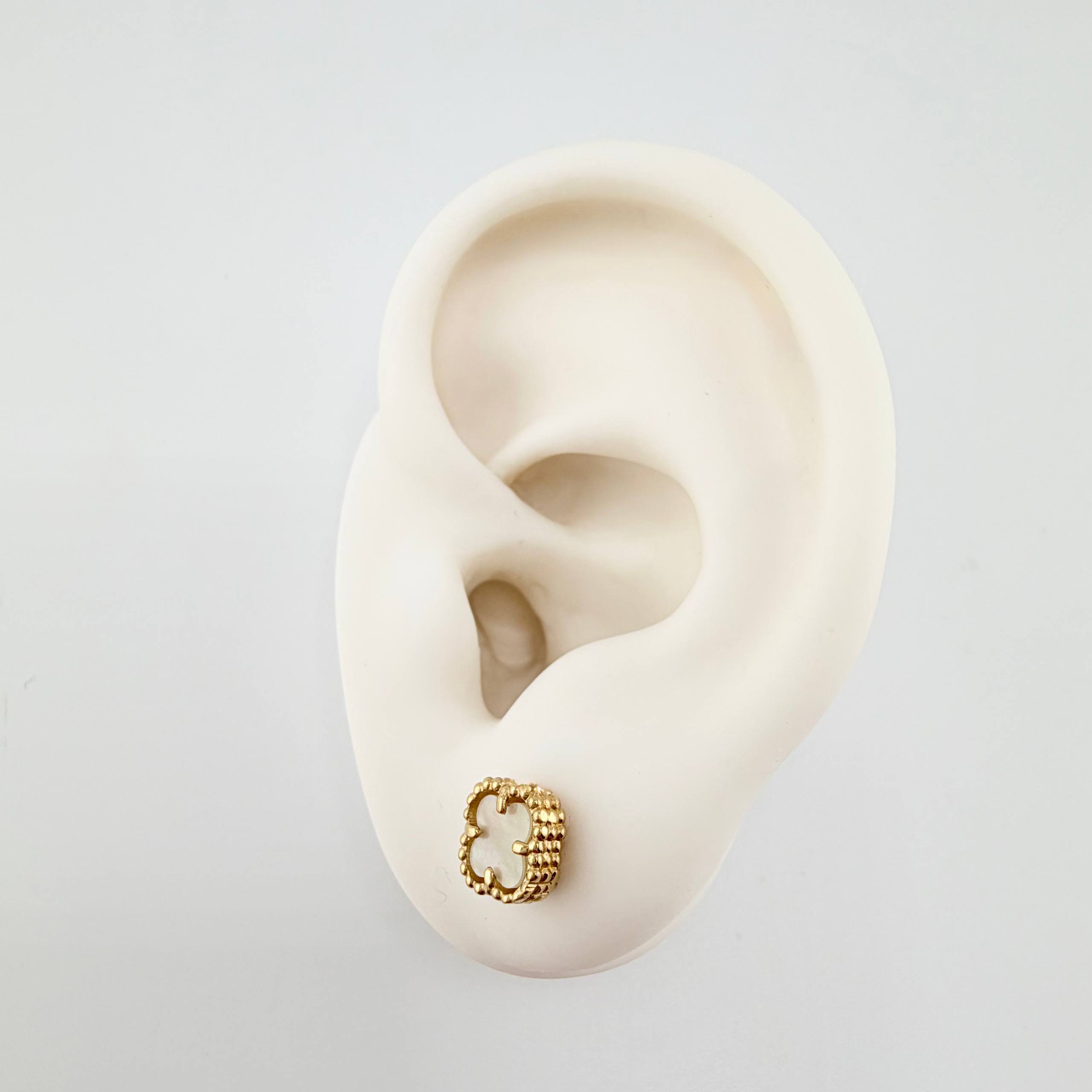 Clover Stud Earrings White 1.95gr / 7mm Yellow Gold Nac.Esp. 18K