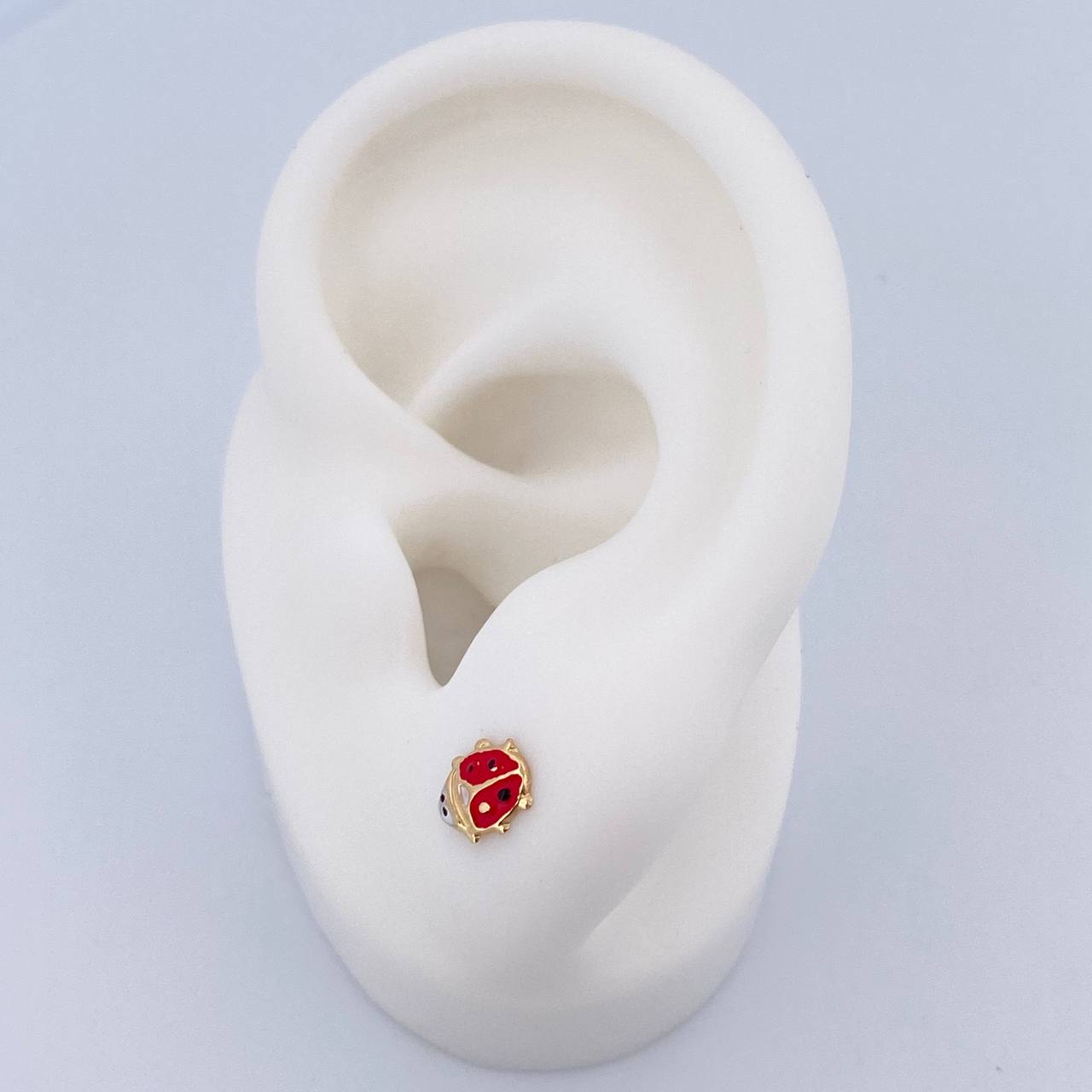 Stud Earrings Ladybug 0.5gr / 18K Yellow Gold $
