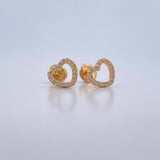 Topos Silueta Corazon 0.95gr / Circones Blancos Oro Amarillo 18K $