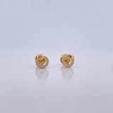 Stud Earrings Circle Heart 0.7gr / White Zircons 18K Rose Gold $