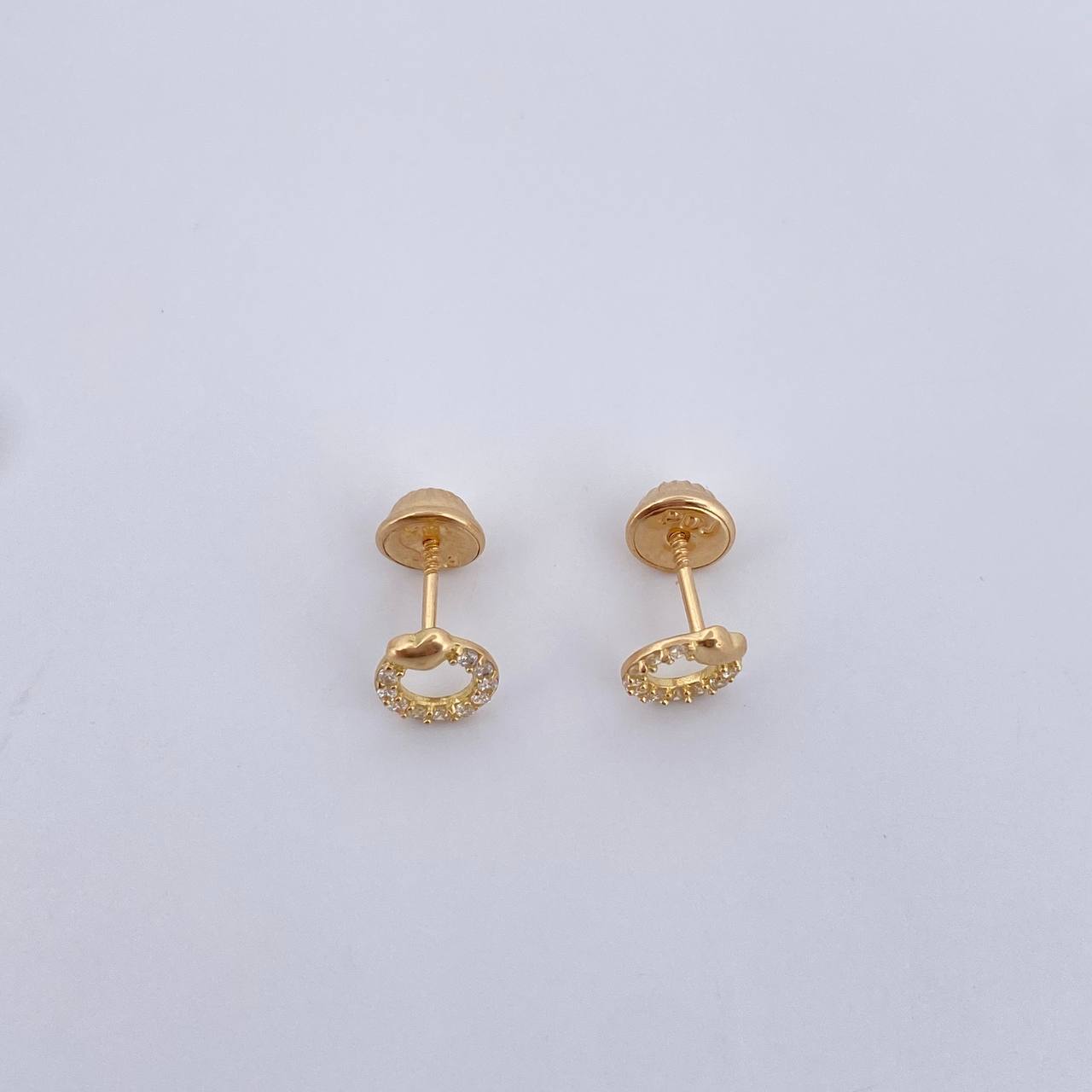 Stud Earrings Circle Heart 0.7gr / White Zircons 18K Rose Gold $