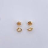 Stud Earrings Circle Heart 0.7gr / White Zircons 18K Rose Gold $