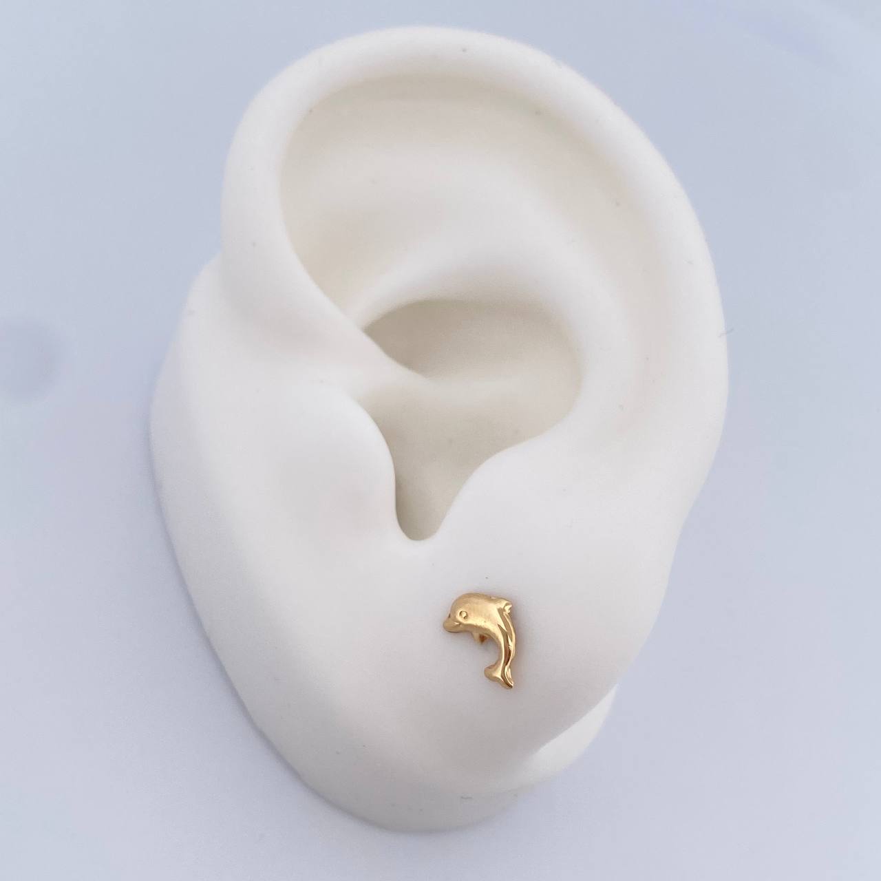 Stud Earrings Dolphin 0.5gr / 18K Yellow Gold $