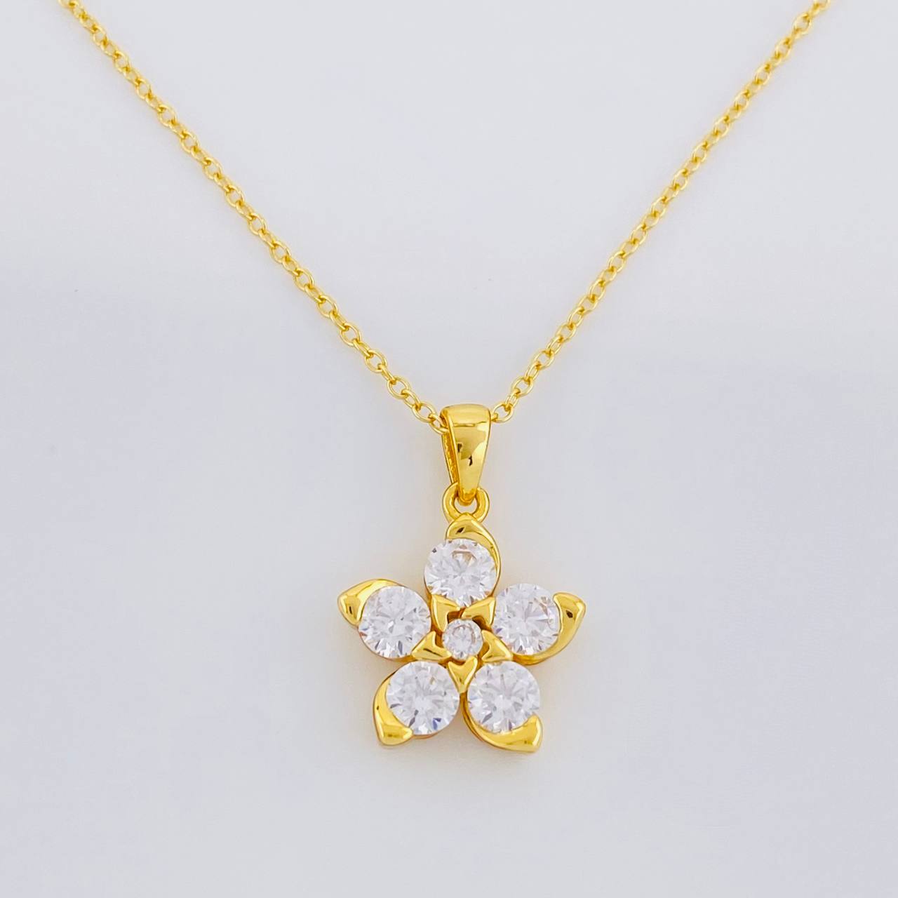 Cadena Aro Seguido Flor 3.05g / 18 in / 1.2mm Plata Vermeil 925