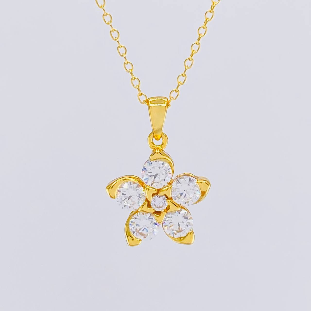 Cadena Aro Seguido Flor 3.05g / 18 in / 1.2mm Plata Vermeil 925
