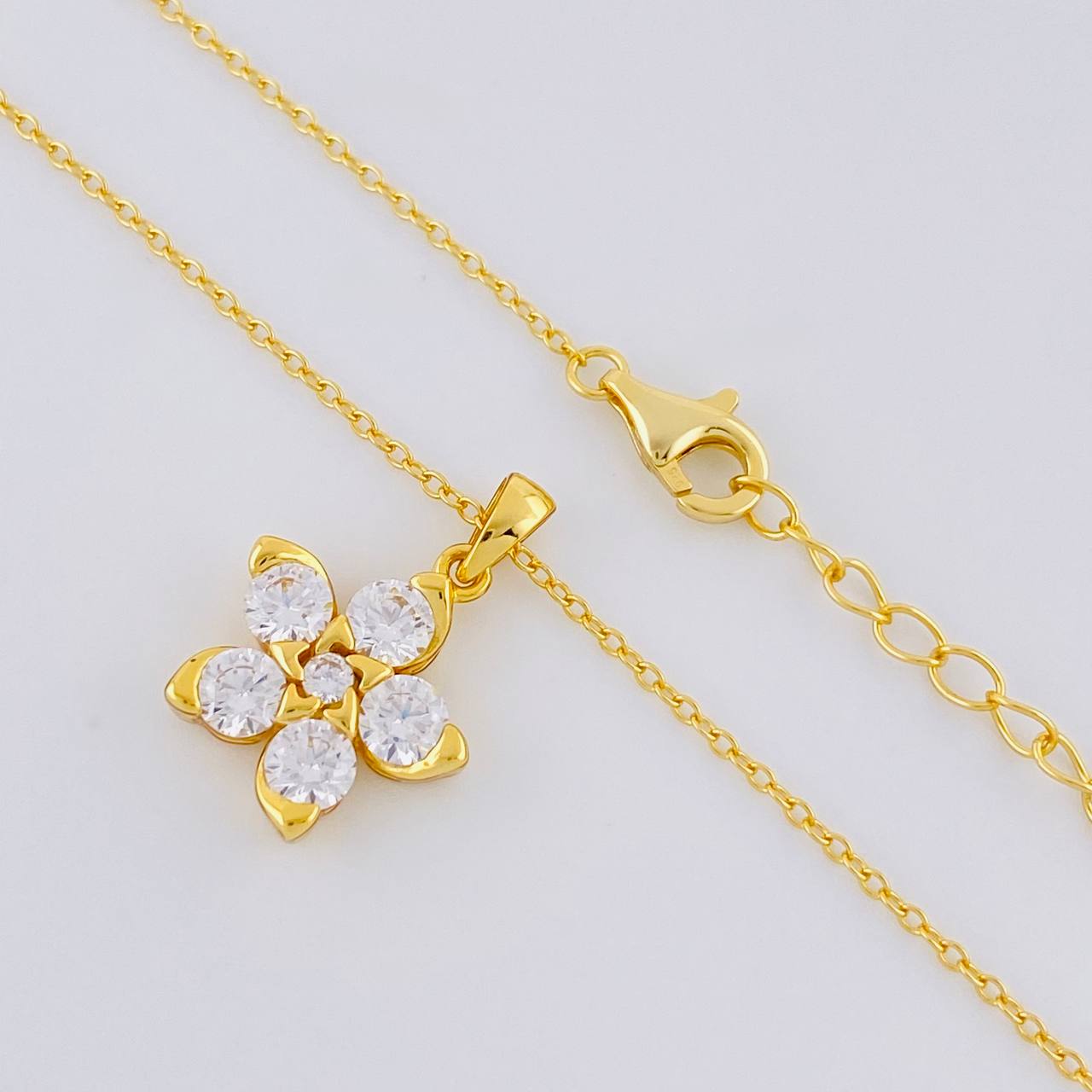 Cadena Aro Seguido Flor 3.05g / 18 in / 1.2mm Plata Vermeil 925