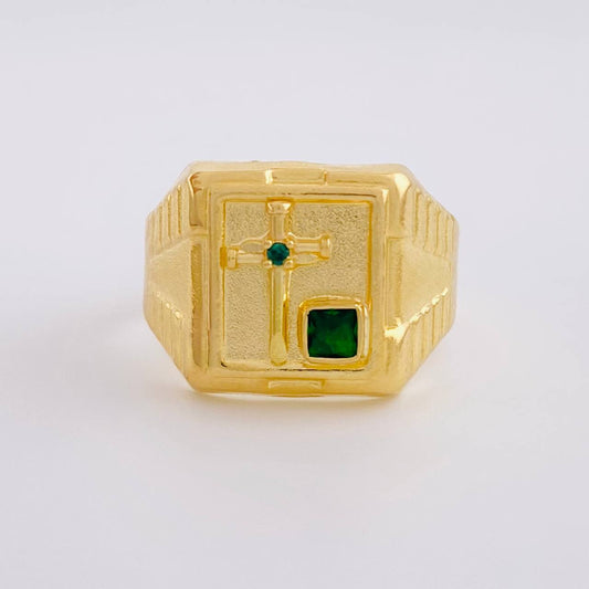 Cross Nail Signet Ring 3.05g / T9 1/4 Yellow Gold 18K