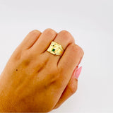 Cross Nail Signet Ring 3.05g / T9 1/4 Yellow Gold 18K