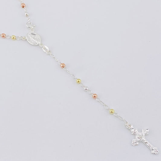 Rosario Vigen Milagrosa 7.4g / 18 in / 3mm Plata Vermeil 925