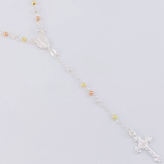 Rosario Vigen Milagrosa 7.4g / 18 in / 3mm Plata Vermeil 925