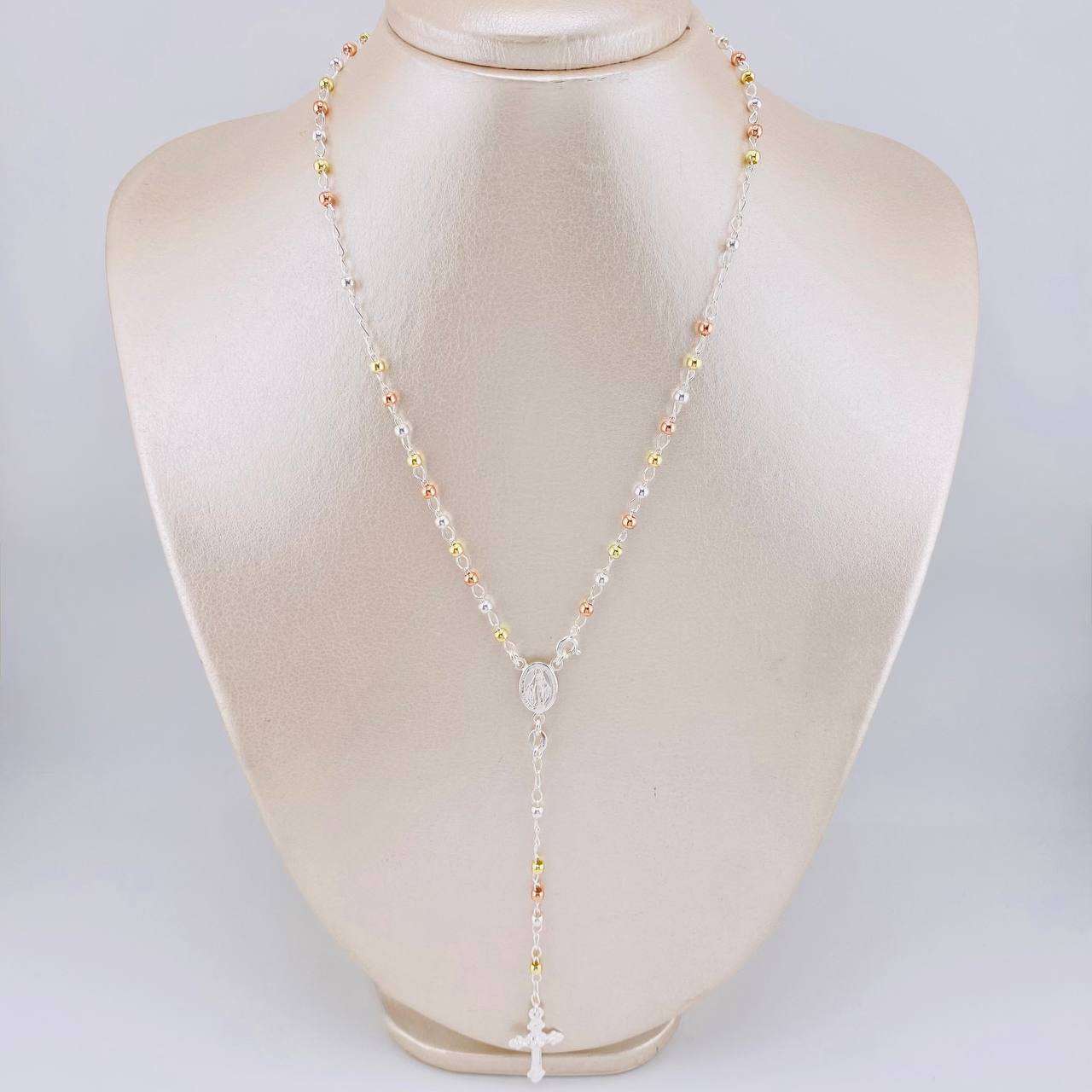Rosario Vigen Milagrosa 7.4g / 18 in / 3mm Plata Vermeil 925